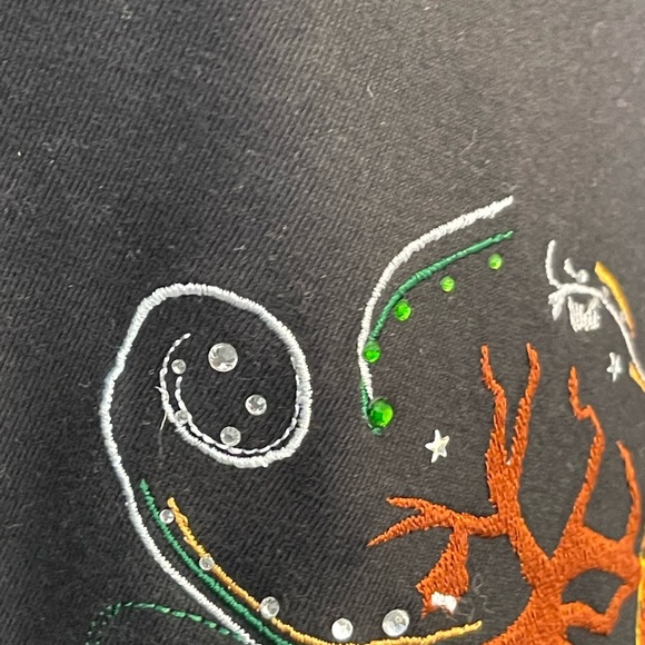 Cappagallo Black‎ Long Sleeve Embroidered Halloween Tee Shirt - Picture 5 of 5